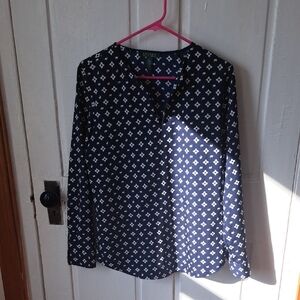 Ralph Lauren Dark Blue Geometric Blouse